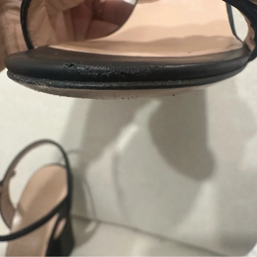 Gucci Marmont GG Black Leather Heeled Sandal size 40 Authentic Classic - Picture 7 of 9